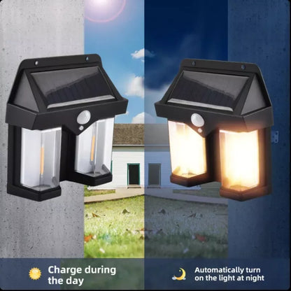 Lampara LED solar con farol doble