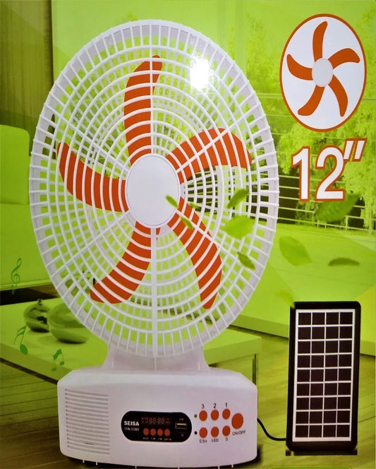 Ventilador solar con radio FM y bluetooth