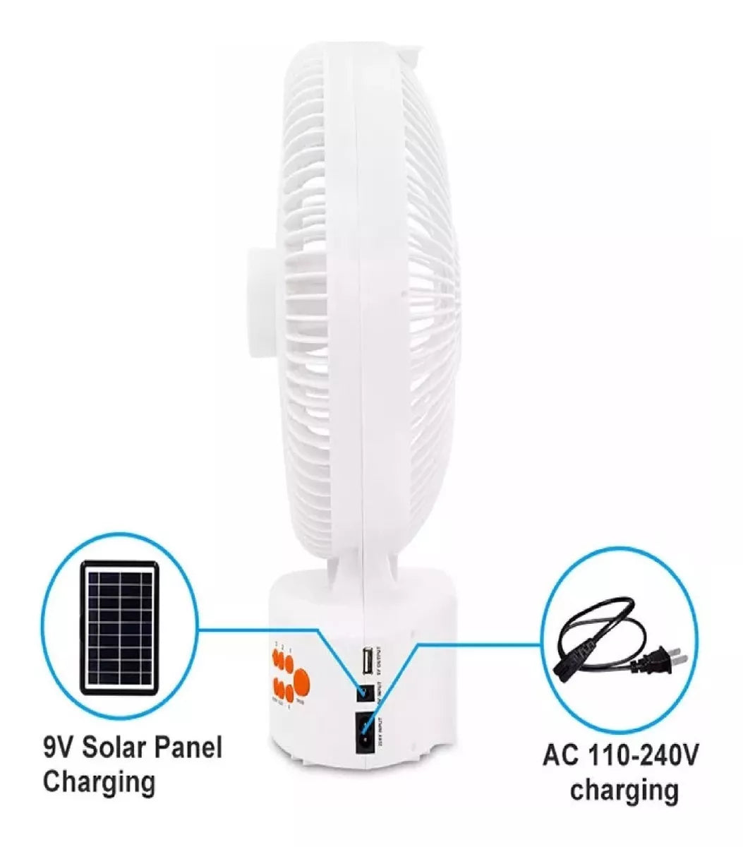 Ventilador solar con radio FM y bluetooth